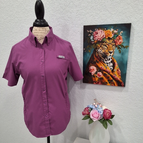 Columbia Rich Purple Button-Up Shirt - Picture 1 of 9